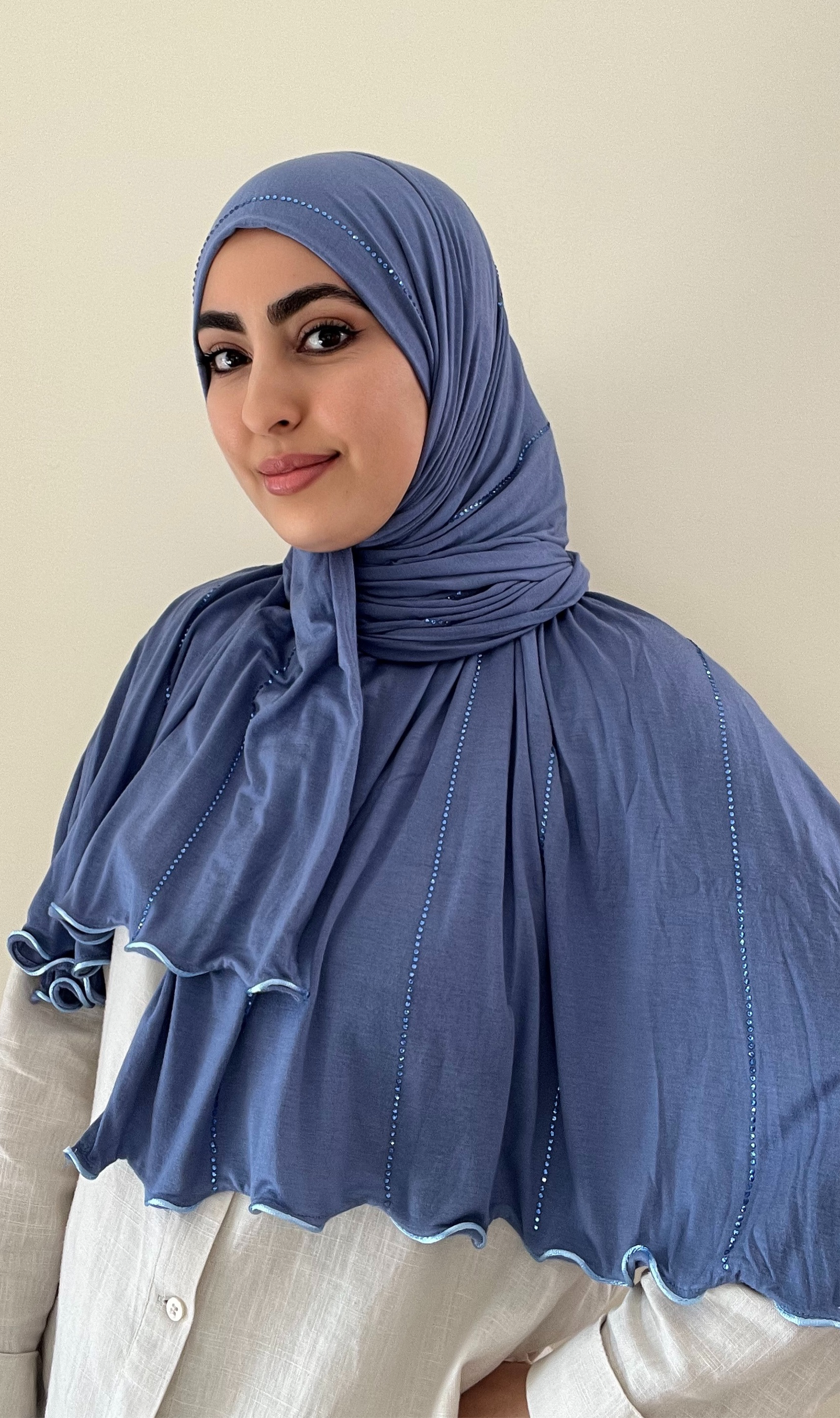 Hijab Shiny blue jeans