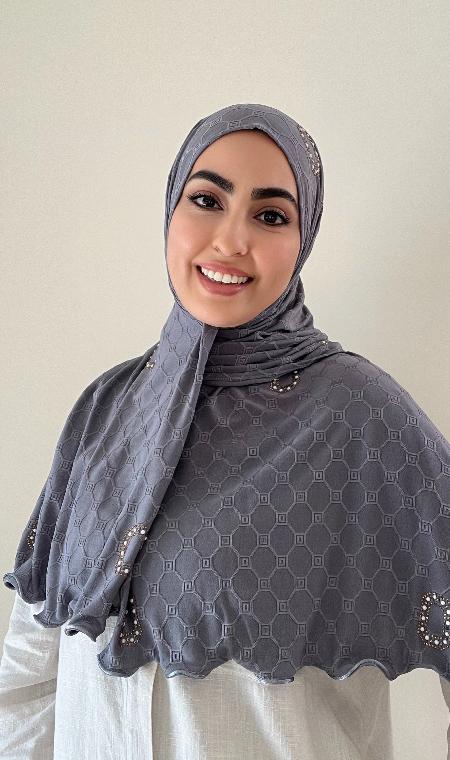 Grey Monogram Hijab