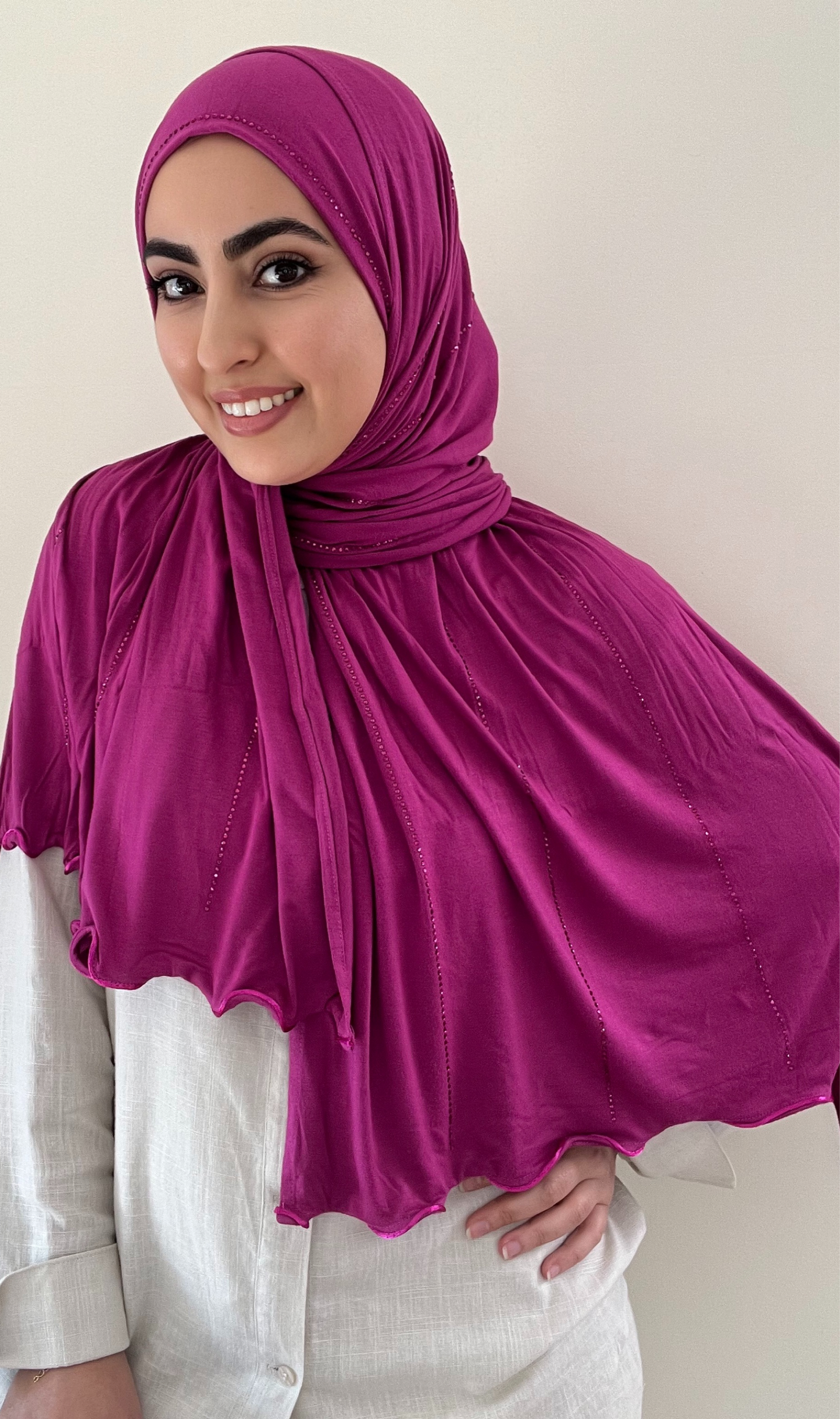 Glanzend fuchsia roze