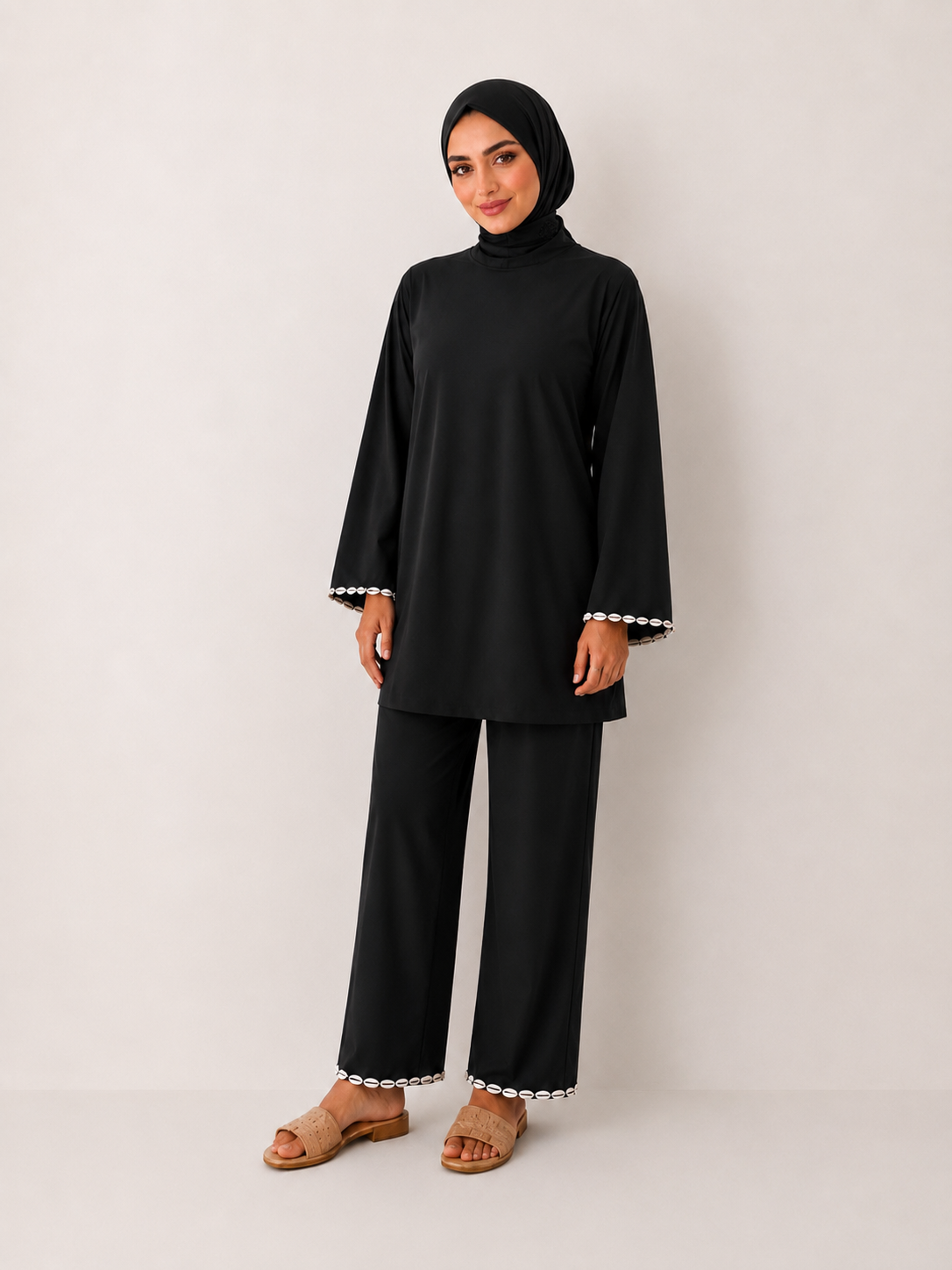 Burkini coquillages noir