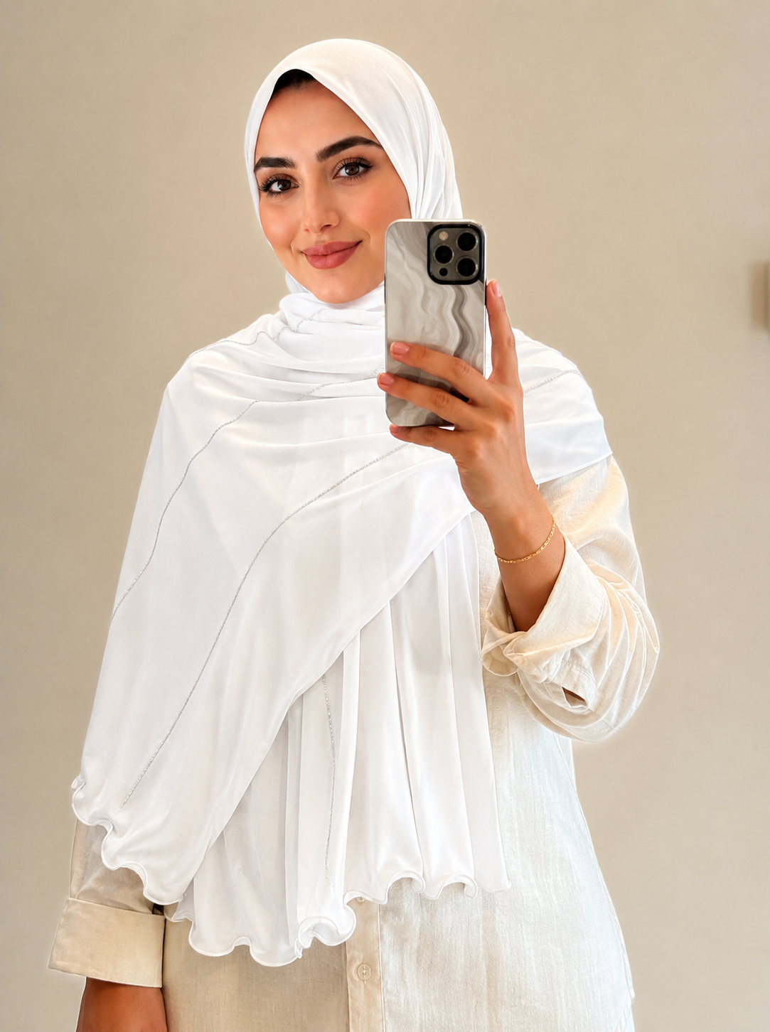 Hijab shiny blanc