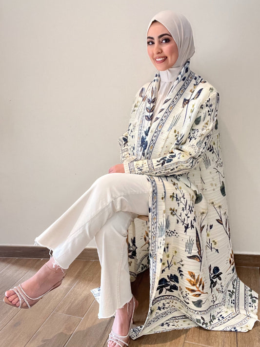 Kimono abaya accordéon jaune très clair 💫