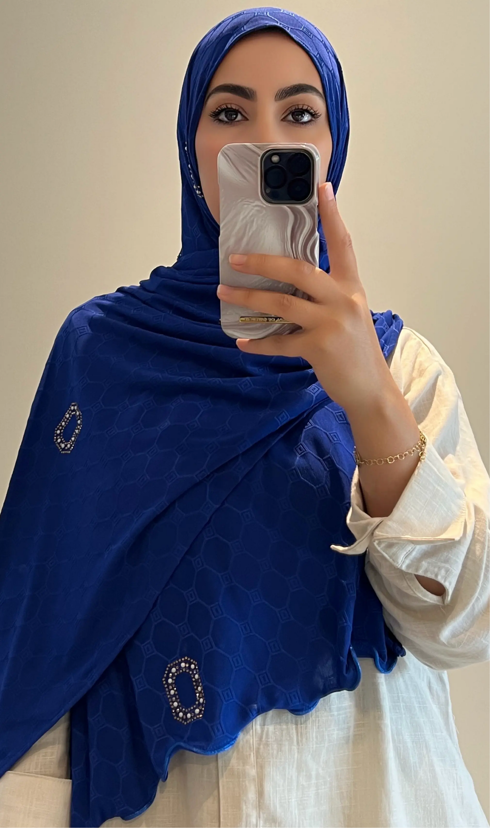 Hijab monogram bleu électrique - hijab by f 