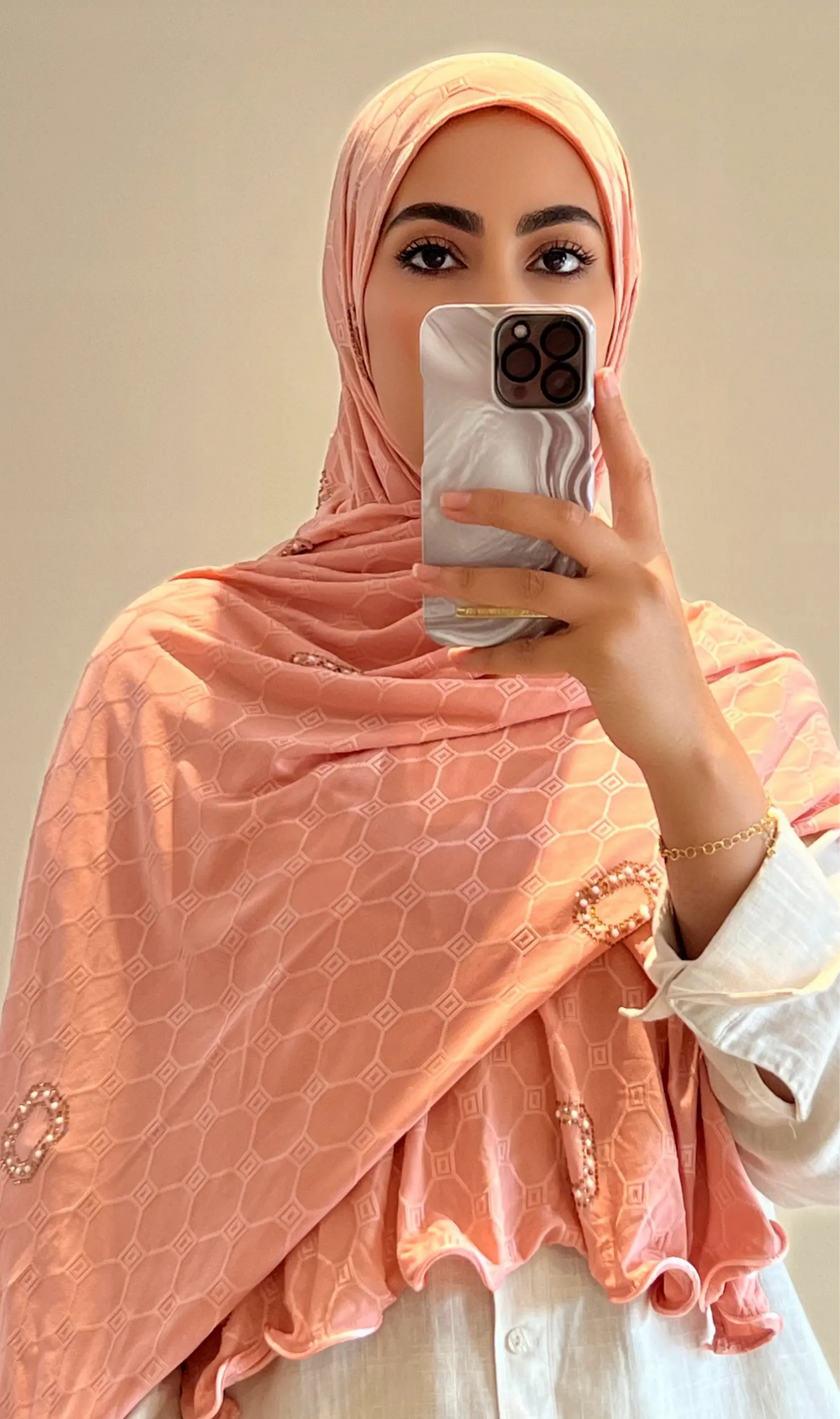 Hijab monogram corail - hijab by f 