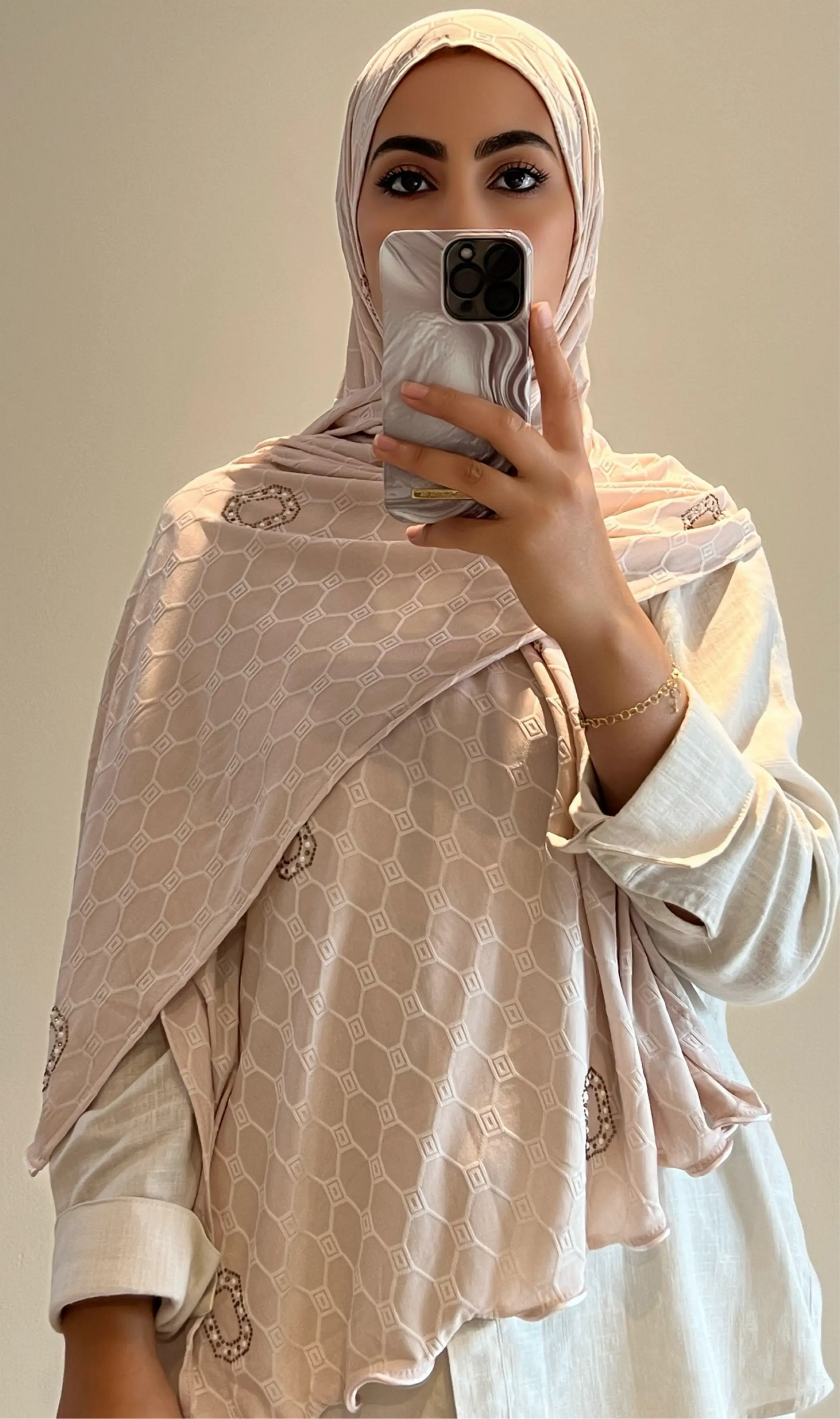 Hijab monogram rose perle - hijab by f 