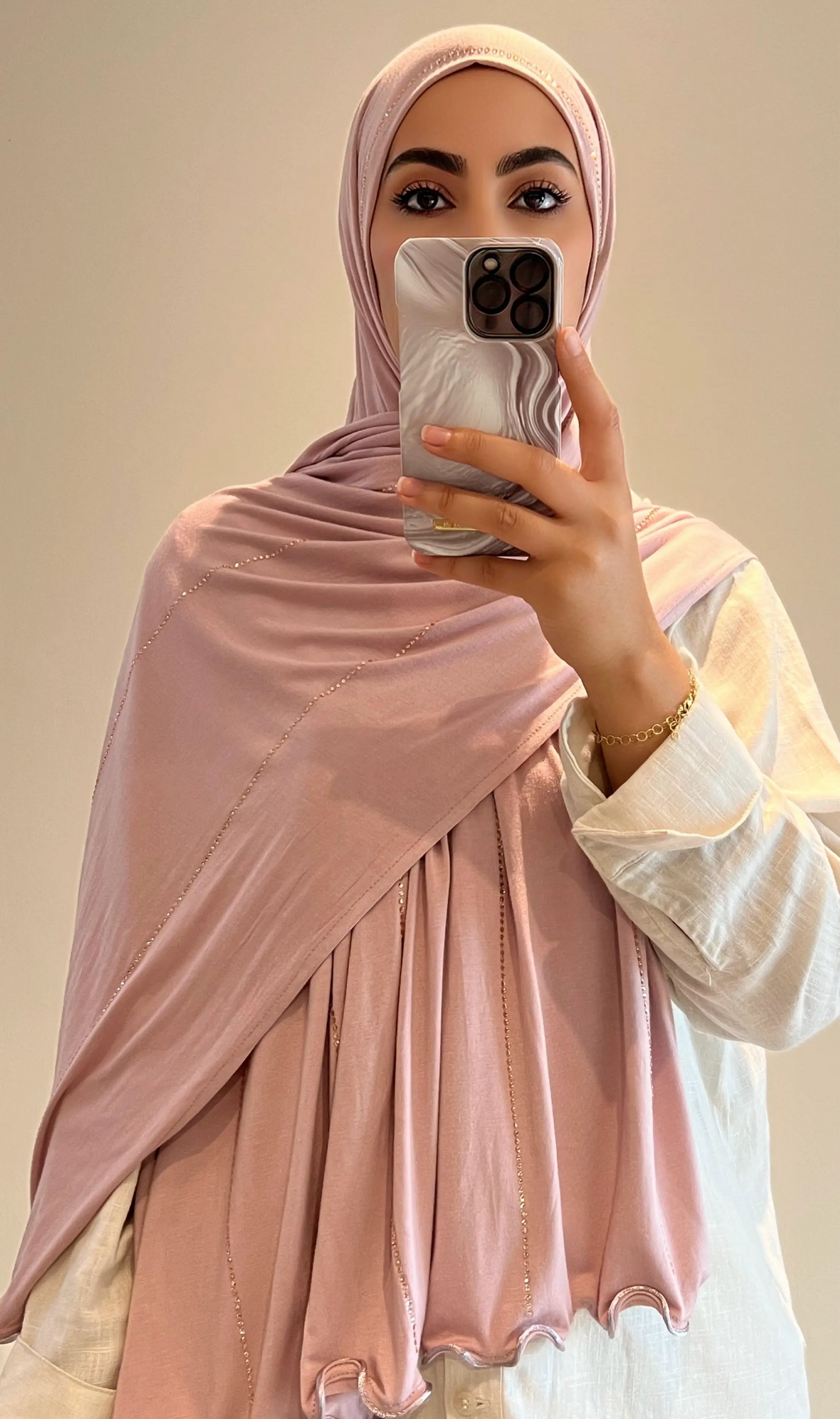 Hijab shiny vieux rose - hijab by f 