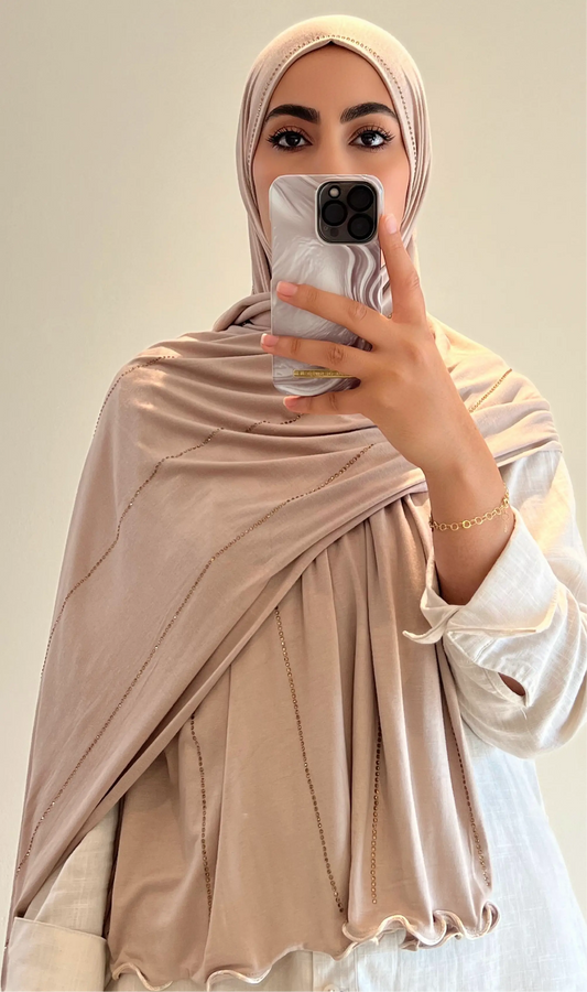 Hijab shiny beige - hijab by f 