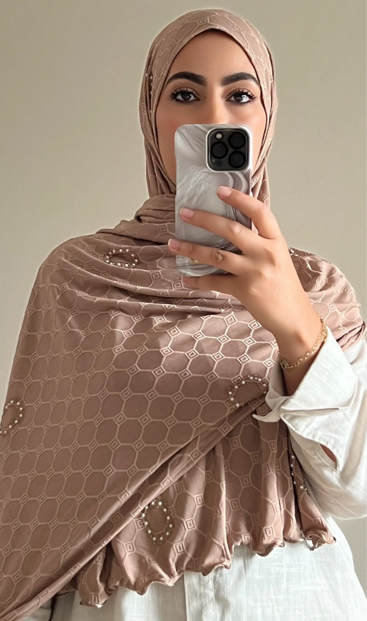 Hijab monogram taupe - hijab by f 