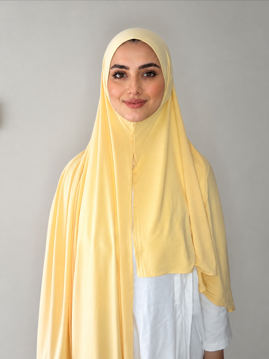 Hijab a enfiler en bambou jaune