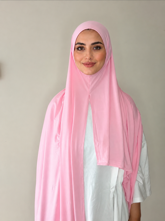 Hijab a enfiler en bambou rose