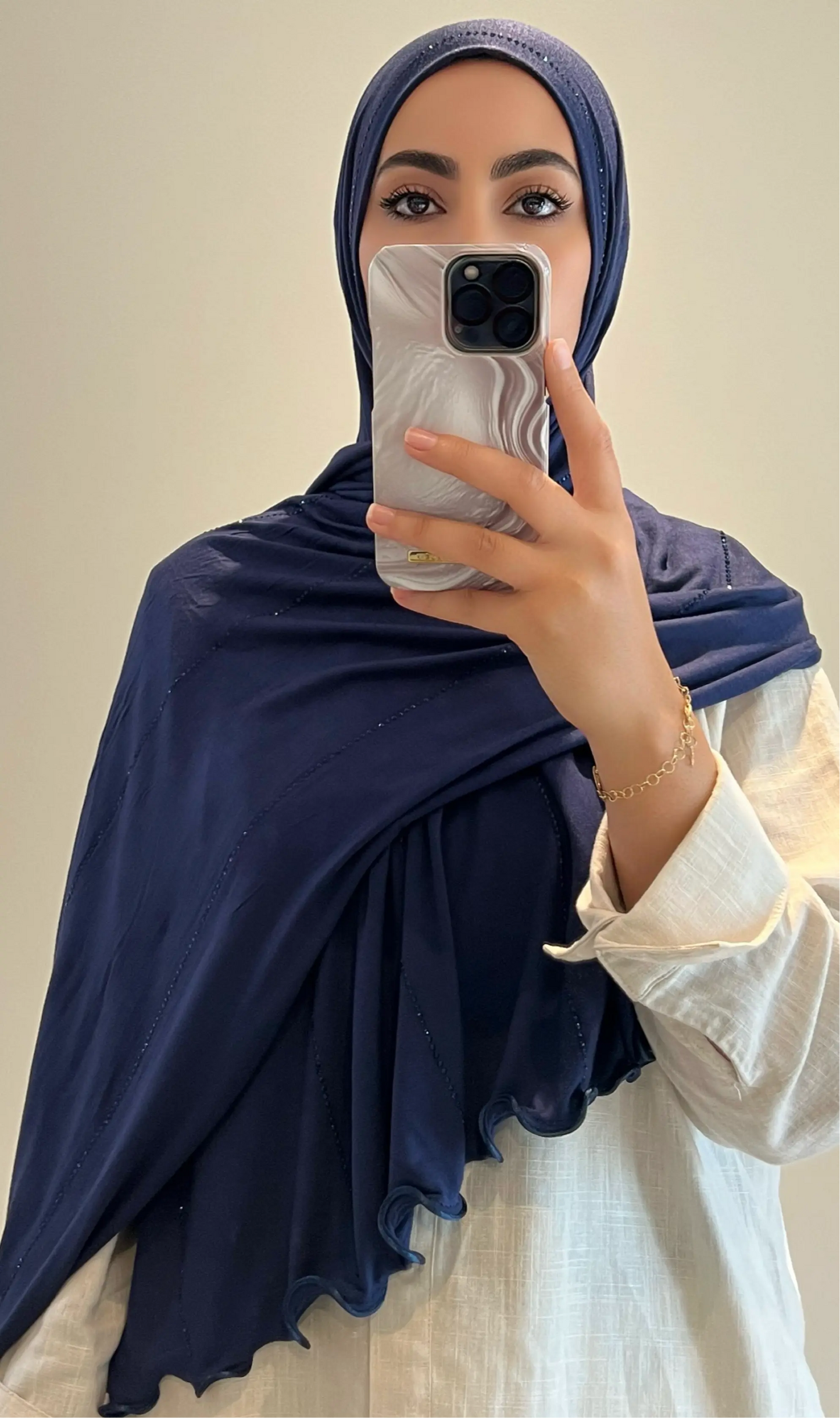 Hijab shiny bleu marine - hijab by f 