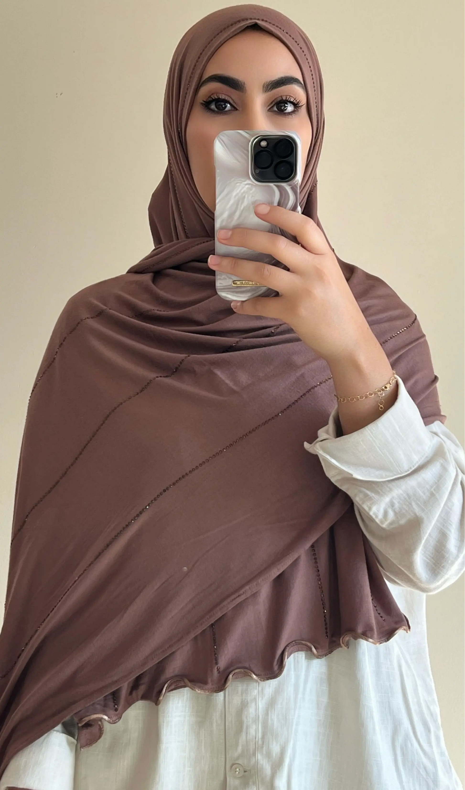 Hijab shiny brun - hijab by f 