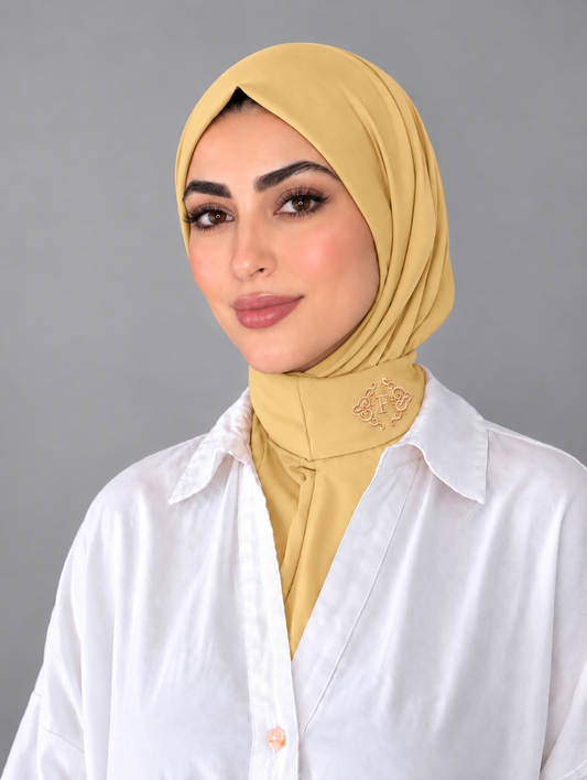 Hijab cagoule en jersey premium jaune beurre