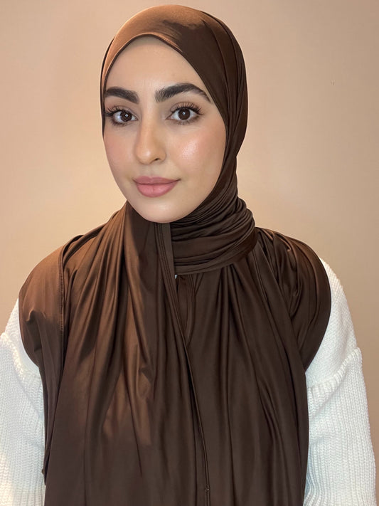 Hijab liquid jersey marron