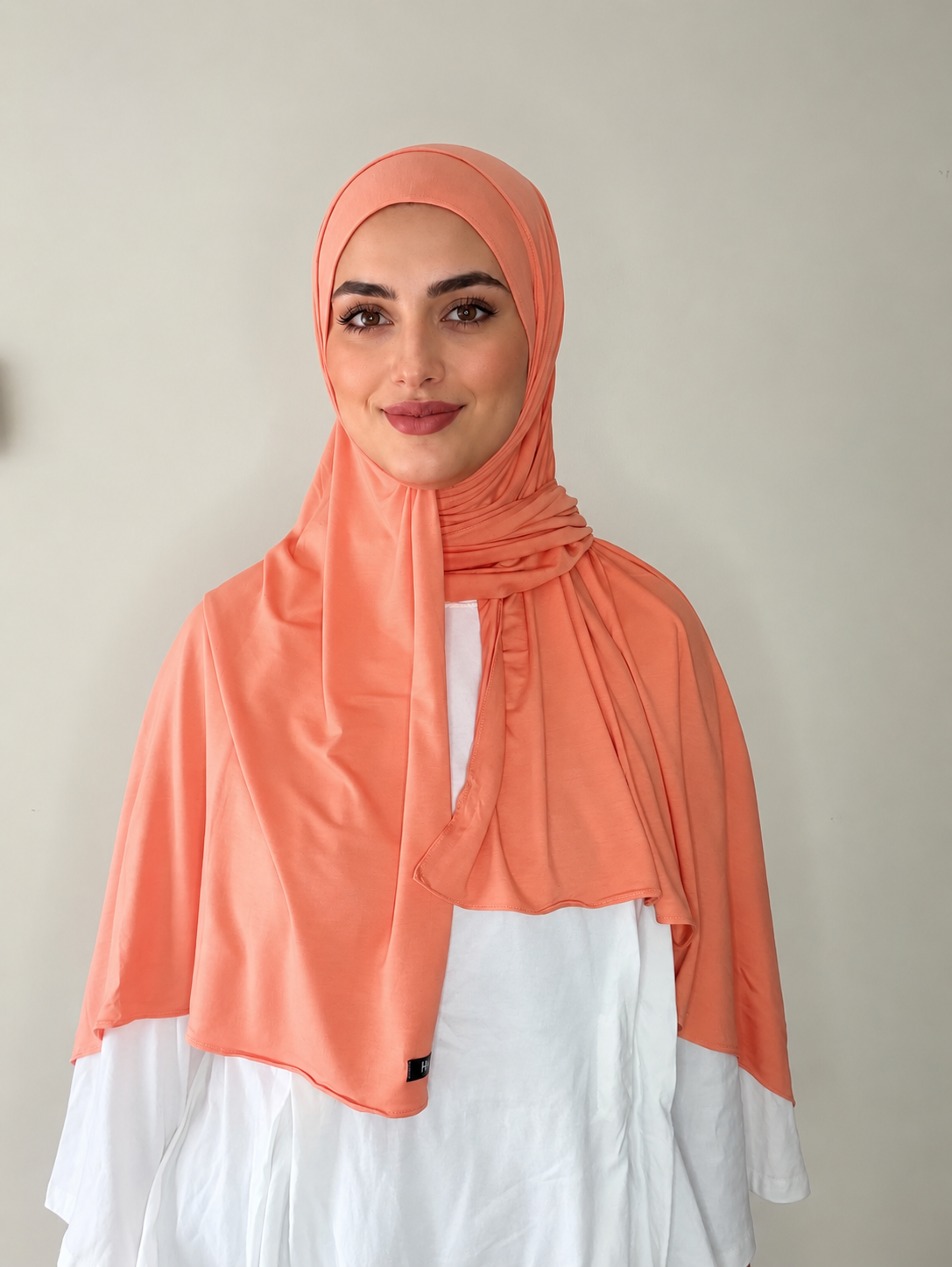 Hijab a enfiler en bambou corail