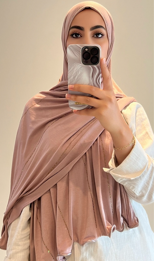 Hijab shiny taupe rosé - hijab by f 