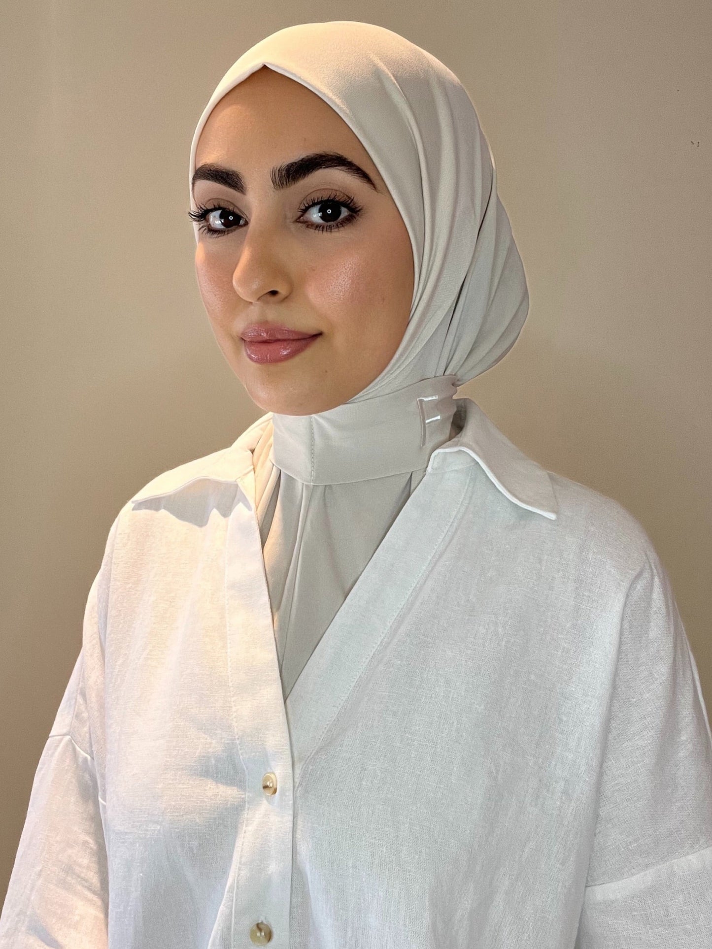 Hijab cagoule crème en jersey premium