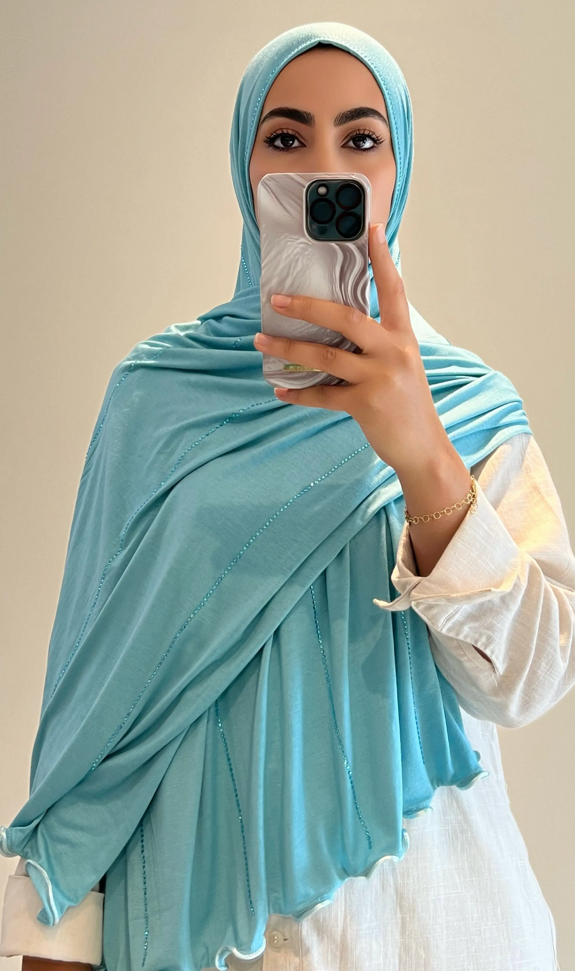 Hijab shiny bleu Tiffany - hijab by f 