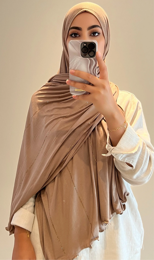 Hijab shiny taupe - hijab by f 