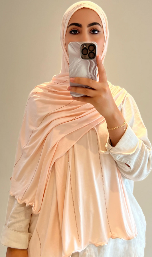 Hijab shiny rose saumon clair - hijab by f 