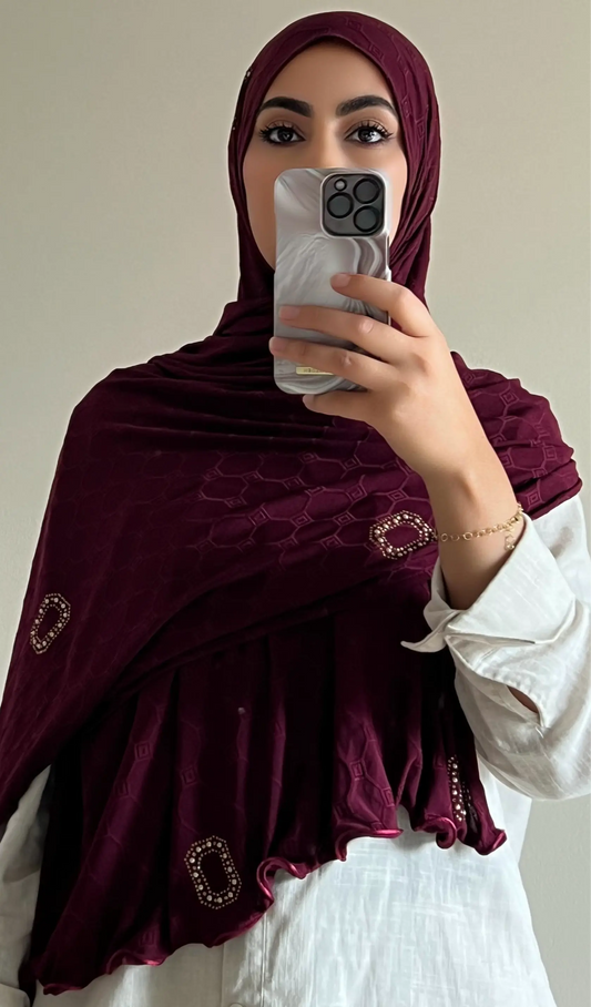 Hijab monogram Bordeaux - hijab by f 