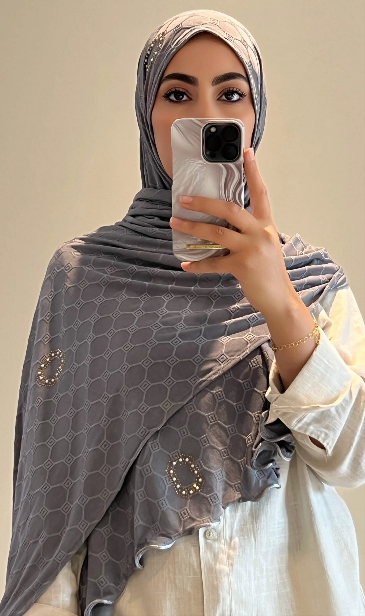 Hijab monogram gris - hijab by f 