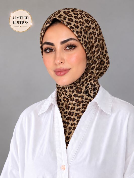 Hijab cagoule léopard en jersey premium