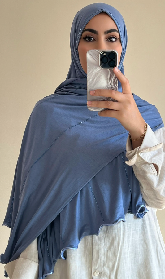 Hijab shiny bleu petrol- hijab by f 