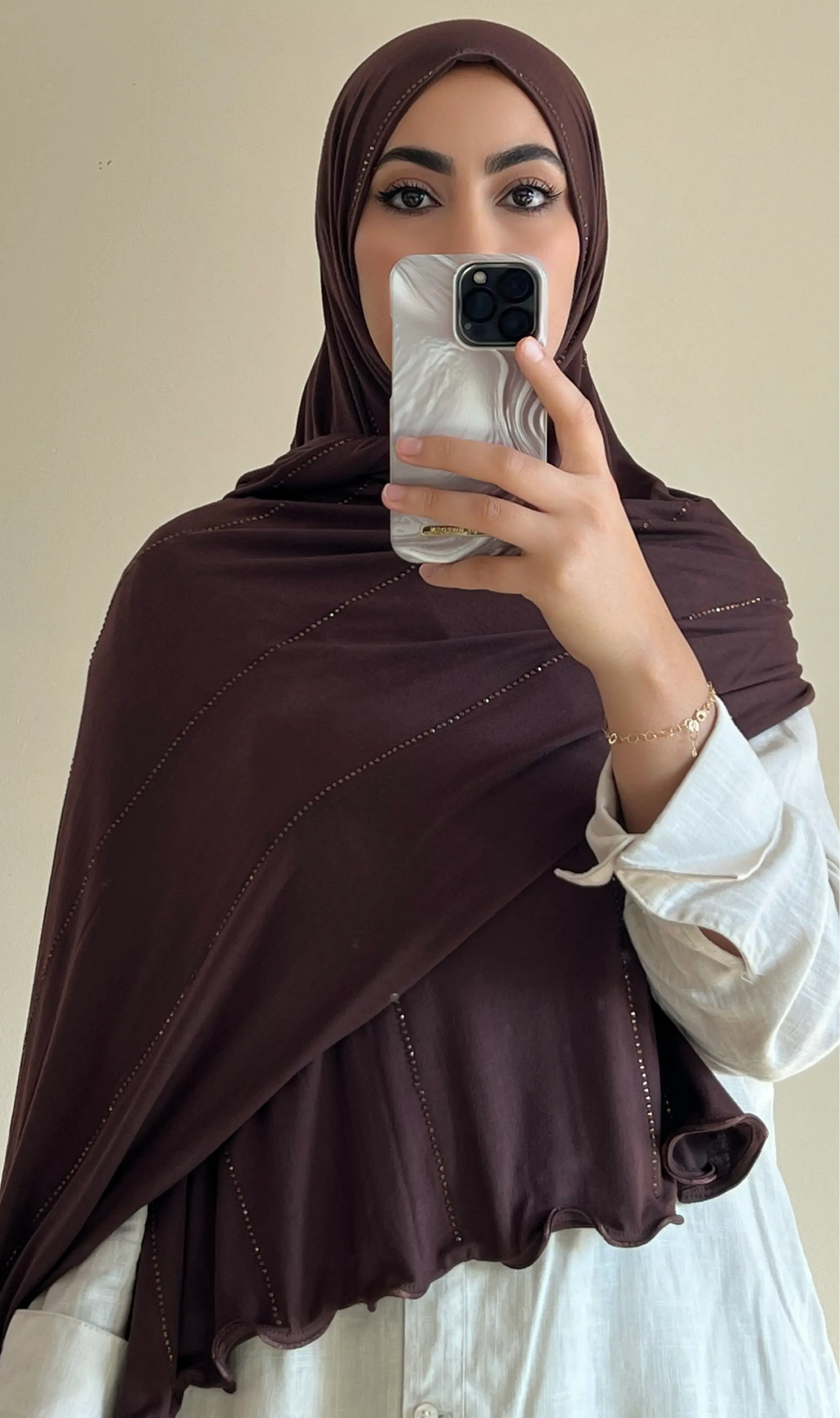 Hijab shiny marron - hijab by f 