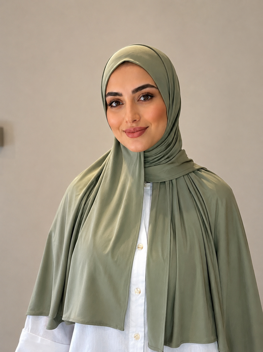 Hijab liquid jersey vert sauge