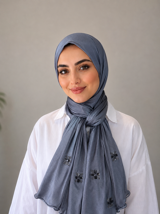 Hijab prinses Blauw grijs