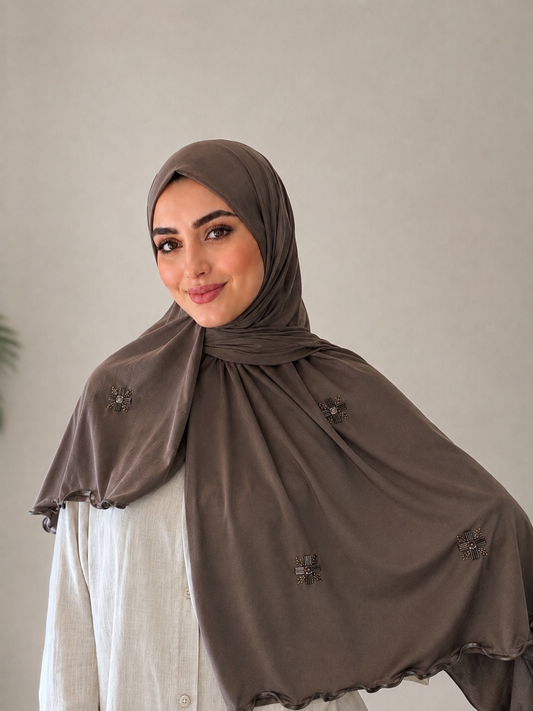 Brown princess hijab