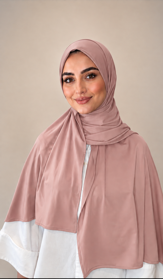 Hijab liquid jersey rose poudré