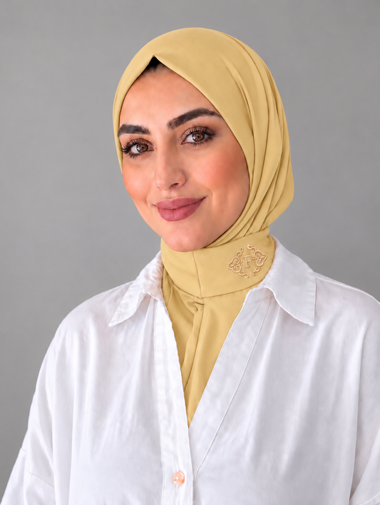 Hijab cagoule en jersey premium jaune beurre