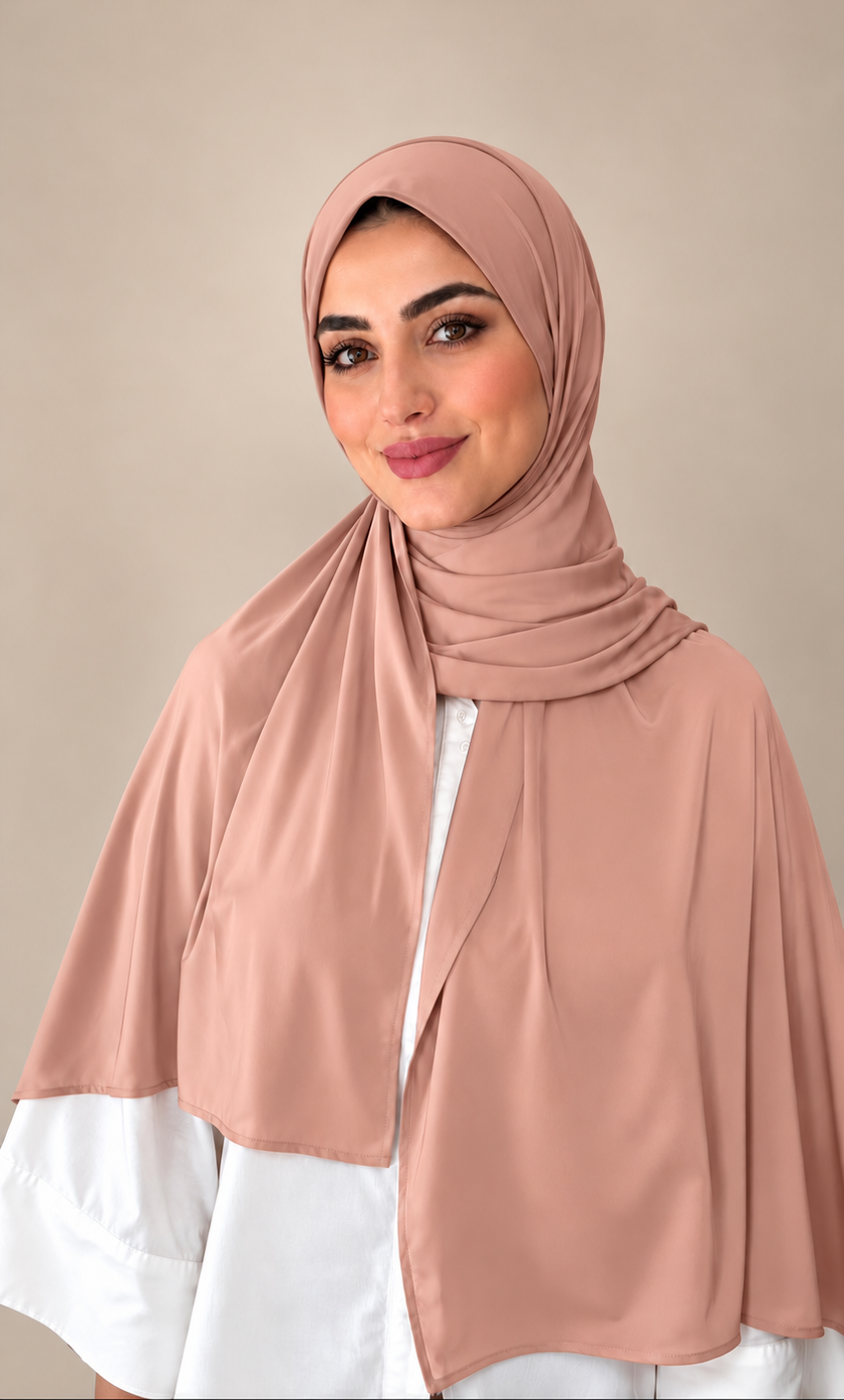 Hijab liquid jersey rose poudré